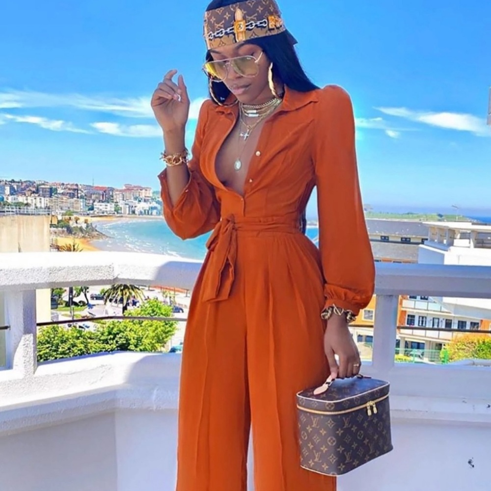 NWT Like Me Better Cognac Jumpsuit, M/L